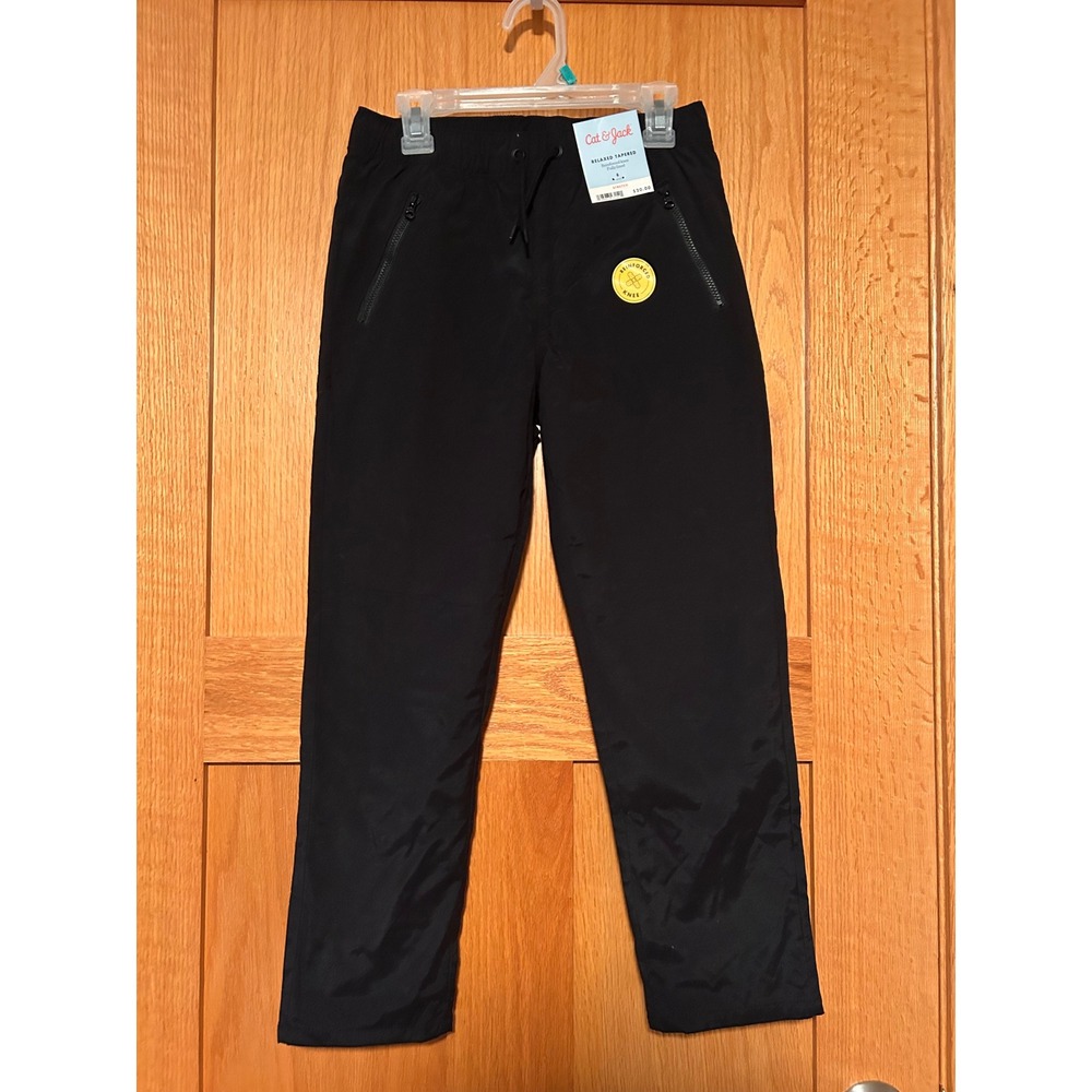 NEW Cat & Jack Boys Relaxed Tapered Reinforced Knee Lined Pants Black Size 8